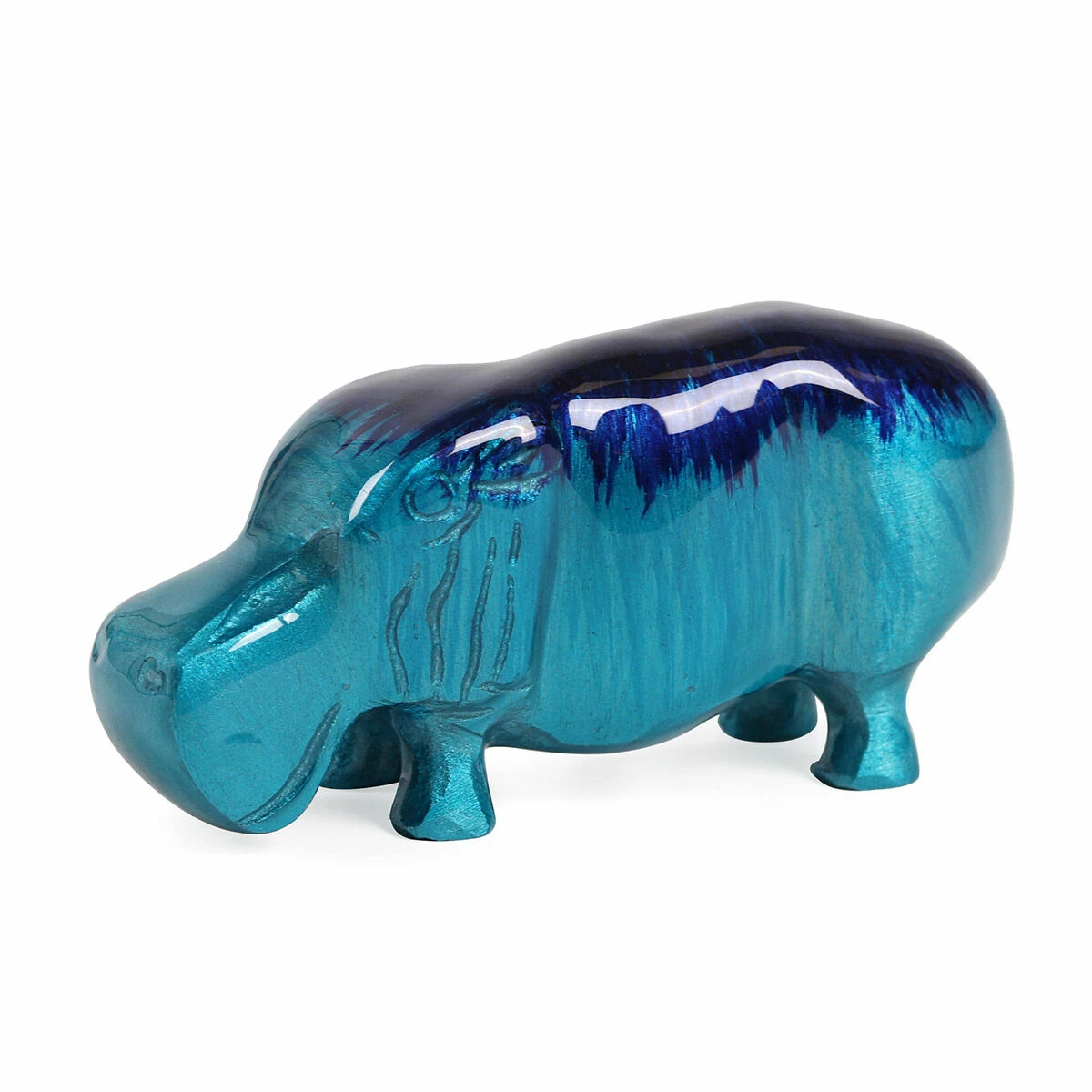 Tilnar Art Aluminark Brushed Aqua Large Hippo 4 Tilnar Art Aluminark Brushed Aqua Large Hippo - Image 2