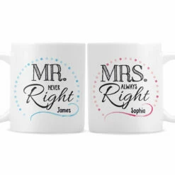 Personalised 'Mrs Always Right, Mr Never Right' Set Of 2 Mugs -Campus Gifts Sales 4004106 2