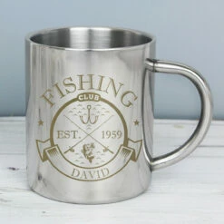 Personalised Fishing Club Stainless Steel Mug -Campus Gifts Sales 4004163 pmc personalised fishing club stainless steel mug 3