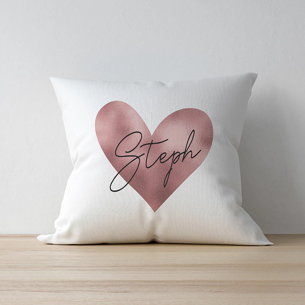 Personalised Rose Gold Heart Name Only Cushion 3 Personalised Rose Gold Heart Name Only Cushion