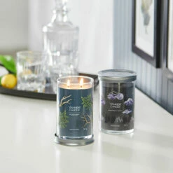 Yankee Candle Midsummers Night Signature Large Tumbler Candle -Campus Gifts Sales bayside cedar midsummers night signature collection lifestyle 1