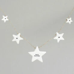 East Of India Porcelain 'Merry Christmas' Stars Garland