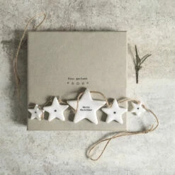 East Of India Porcelain 'Merry Christmas' Stars Garland 7 East Of India Porcelain 'Merry Christmas' Stars Garland -Campus Gifts Sales east of india 6481 porcelain garland stars 2