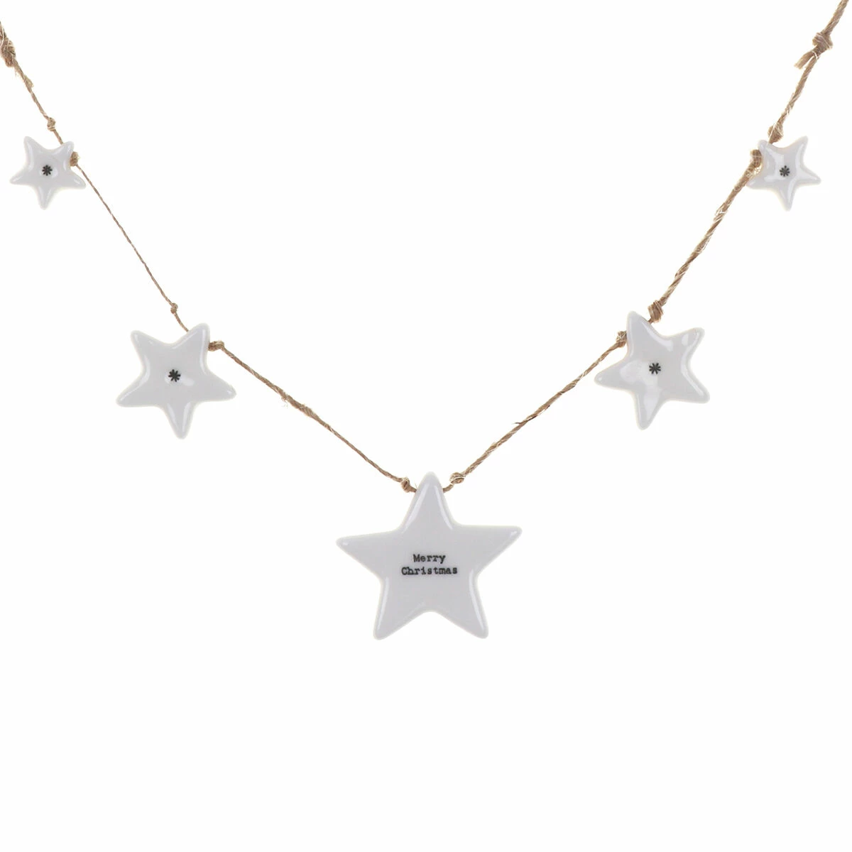 East Of India Porcelain 'Merry Christmas' Stars Garland 4 East Of India Porcelain 'Merry Christmas' Stars Garland - Image 2