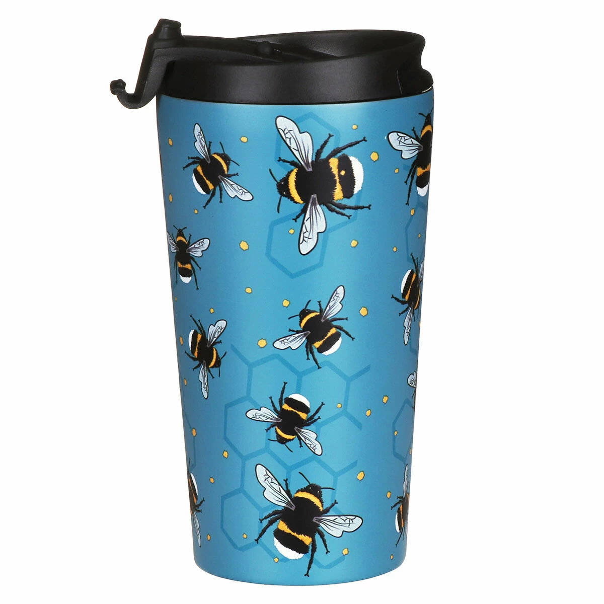 Eco Chic Blue Bees Stainless Steel Travel Coffee Cup 5 Eco Chic Blue Bees Stainless Steel Travel Coffee Cup - Image 3