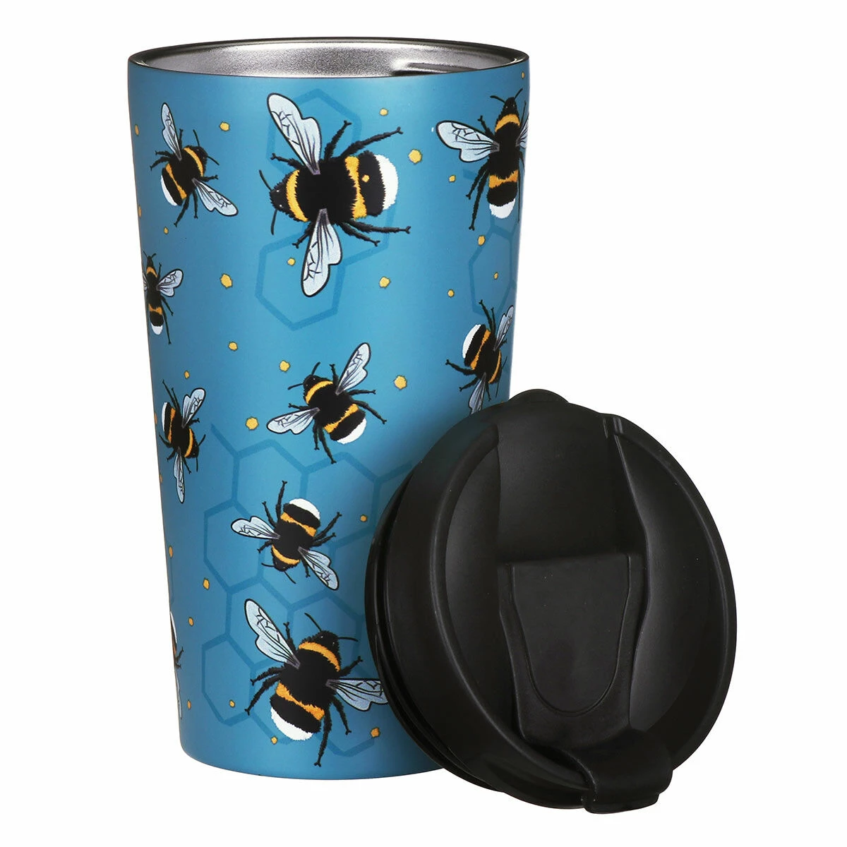 Eco Chic Blue Bees Stainless Steel Travel Coffee Cup 4 Eco Chic Blue Bees Stainless Steel Travel Coffee Cup - Image 2
