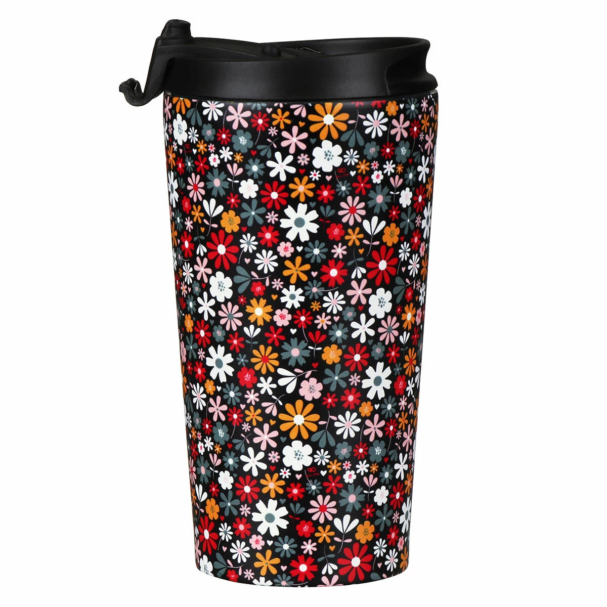 Eco Chic Black Ditsy Flowers Stainless Steel Travel Coffee Cup 6 Eco Chic Black Ditsy Flowers Stainless Steel Travel Coffee Cup - Image 4