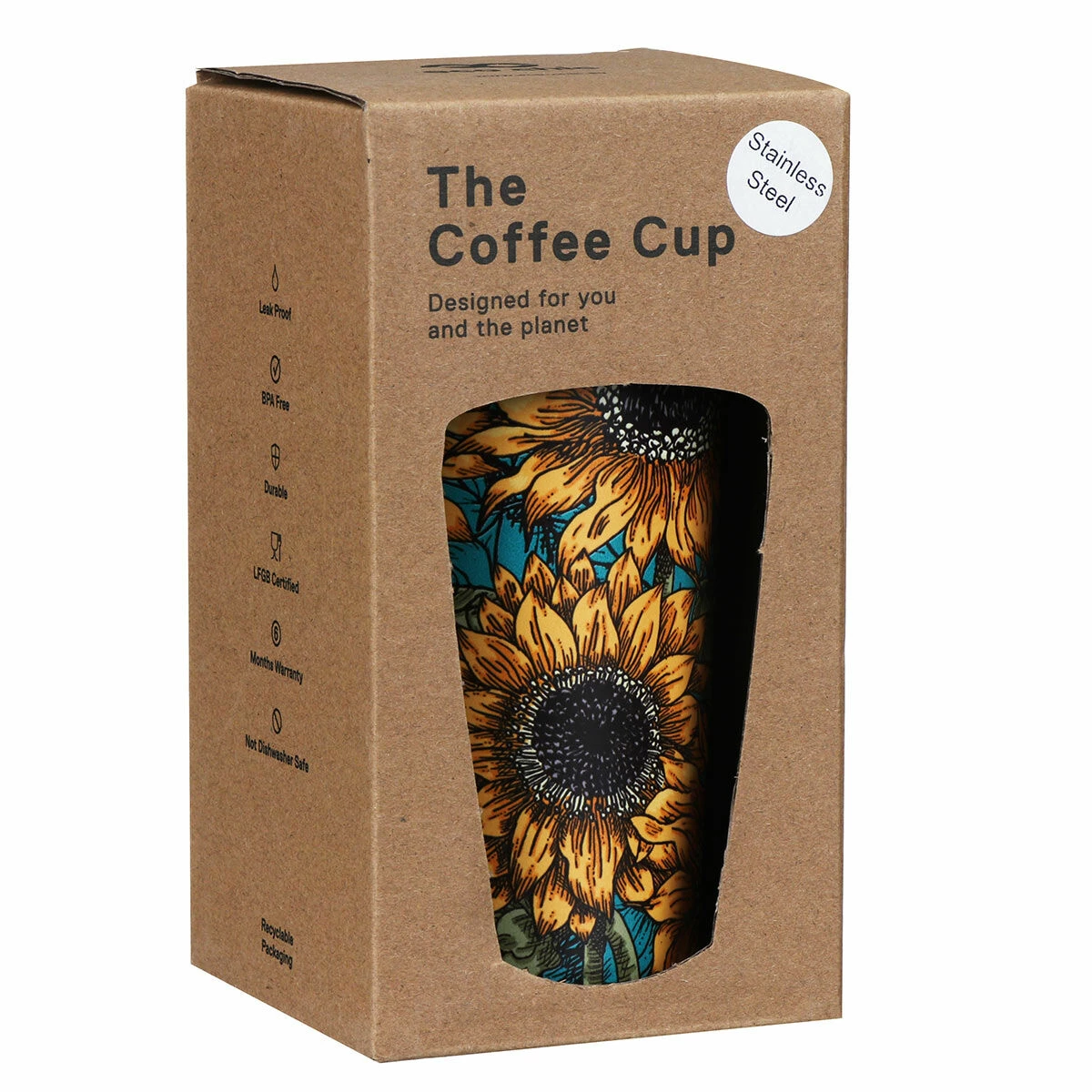 Eco Chic Sunflowers Stainless Steel Travel Coffee Cup 7 Eco Chic Sunflowers Stainless Steel Travel Coffee Cup - Image 5
