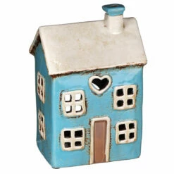 Shudehill Village Pottery Heart House Bright Blue Tealight Holder -Campus Gifts Sales joe davies 310754 shudehill village pottery heart house blue tealight holder 3