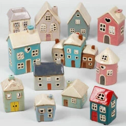 Shudehill Village Pottery Heart House Bright Blue Tealight Holder -Campus Gifts Sales joe davies shudehill village pottery lifestyle 1 6