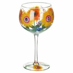 Lynsey Johnstone Hand Painted Sunflowers & Blue Wildflowers Gin Glass -Campus Gifts Sales lesser pavey lp49746 lynsey johnstone sunflowers blue wildflowers gin glass 2