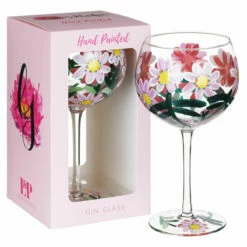 Lynsey Johnstone Hand Painted Daisies & Dragonflies Gin Glass