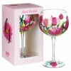 Lynsey Johnstone Hand Painted Pink Tulips Gin Glass