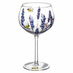 Lynsey Johnstone Hand Painted Bees & Lavender Gin Glass -Campus Gifts Sales lesser pavey lp49753 lynsey johnstone bees lavender gin glass 2