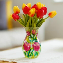 Lynsey Johnstone Hand Painted Pink Tulips Posy Vase -Campus Gifts Sales lesser pavey lp49756 lynsey johnstone pink tulips posy vase lifestyle