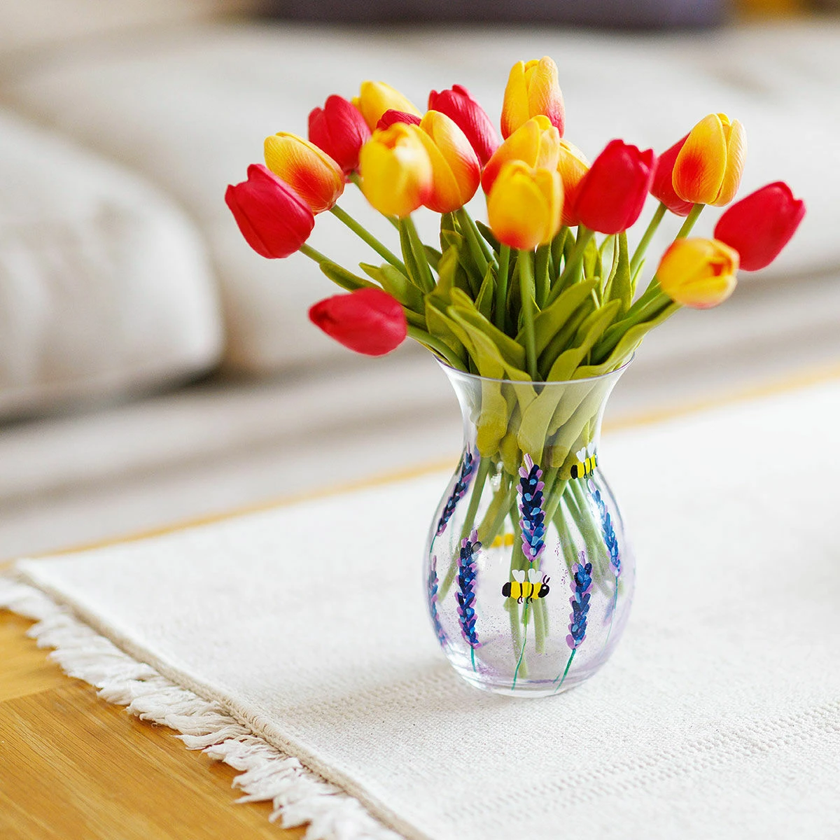 Lynsey Johnstone Hand Painted Bees & Lavender Posy Vase 6 Lynsey Johnstone Hand Painted Bees & Lavender Posy Vase - Image 4