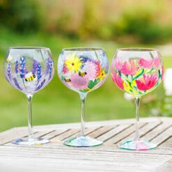 Lynsey Johnstone Hand Painted Pink Tulips Gin Glass -Campus Gifts Sales lesser pavey lynsey johnstone gin glasses