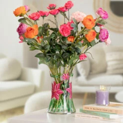 Lynsey Johnstone Hand Painted Lily Hourglass Vase -Campus Gifts Sales lesser and pavey lp48328 lily lynsey johnstone vase lifestyle 3