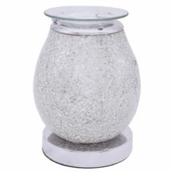 Desire Bulbous Silver Mosaic Aroma Lamp Wax Melt Warmer -Campus Gifts Sales lesser pavey lp45319 desire silver mosaic aroma melt warmer 2