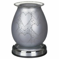 Desire Bulbous Satin White Hearts Aroma Lamp Wax Melt Warmer -Campus Gifts Sales lesser pavey lp48152 desire bulbous satin heart aroma lamp wax melt warmer 01