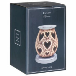 Desire Bulbous Satin White Hearts Aroma Lamp Wax Melt Warmer -Campus Gifts Sales lesser pavey lp48152 desire bulbous satin heart aroma lamp wax melt warmer box 1