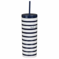 Kate Spade New York Navy Stripe Acrylic Tumbler With Straw