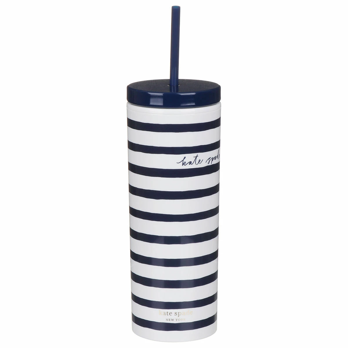 Kate Spade New York Navy Stripe Acrylic Tumbler With Straw 3 Kate Spade New York Navy Stripe Acrylic Tumbler With Straw