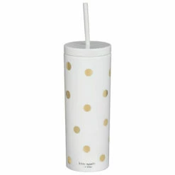 Kate Spade New York Gold Dot With Script Acrylic Tumbler With Straw