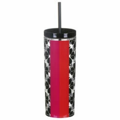 Kate Spade New York Black Spade Flower Acrylic Tumbler With Straw