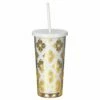 Kate Spade New York Gold Spade Flower Tumbler With Straw -Campus Gifts Sales lifeguard press kate spade 192985 gold spade flower tumbler with straw