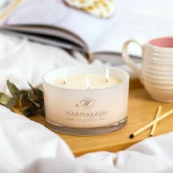 Marmalade Of London Pink Pepper & Plum 400g 3 Wick Glass Soy Candle -Campus Gifts Sales marmalade 400g 3 wick glass candle lifestyle 2 2