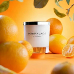 Marmalade Of London Seville Orange & Clementine 230g Luxury Glass Soy Candle -Campus Gifts Sales marmalade of london 12187 seville orange clementine 230g luxury glass candle lifestyle 1