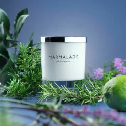 Marmalade Of London English Rosemary & Patchouli 230g Luxury Glass Soy Candle -Campus Gifts Sales marmalade of london 12811 english rosemary patchouli 230g luxury glass candle lifestyle 1