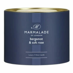 Marmalade Of London Bergamot & Soft Rose 400g 3 Wick Glass Soy Candle -Campus Gifts Sales marmalade of london 12897 bergamot soft rose 400g 3 wick glass candle 4