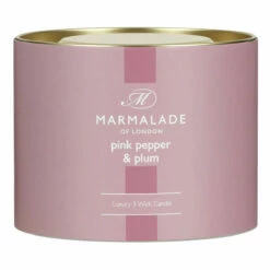 Marmalade Of London Pink Pepper & Plum 400g 3 Wick Glass Soy Candle -Campus Gifts Sales marmalade of london 12965 pink pepper plum 400g 3 wick glass candle 4