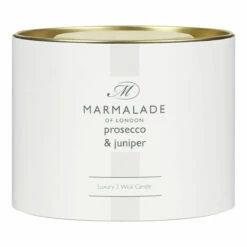 Marmalade Of London Prosecco & Juniper 400g 3 Wick Glass Soy Candle -Campus Gifts Sales marmalade of london 13283 prosecco juniper 400g 3 wick glass candle 4