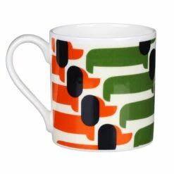 Orla Kiely Orange Sausage Dog Large Mug -Campus Gifts Sales mclaggan orla kiely msqok107 sausage dog dachsund orange large mug 18 copy