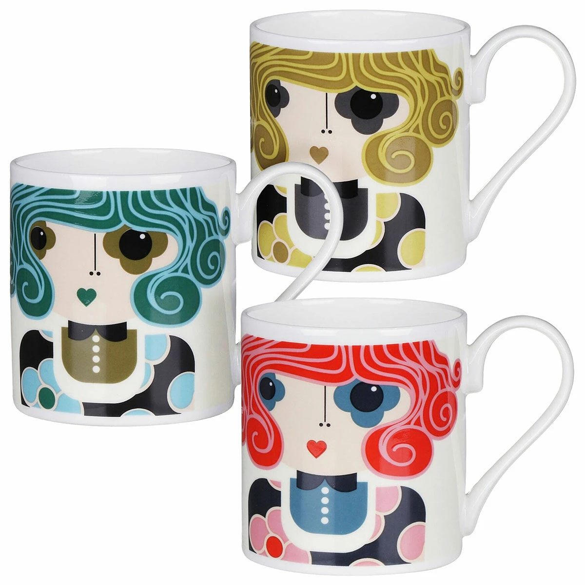 Orla Kiely Set Of 3 Dee Dee Large Mugs 3 Orla Kiely Set Of 3 Dee Dee Large Mugs