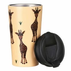 Eco Chic Beige Giraffe Stainless Steel Travel Coffee Cup -Campus Gifts Sales n26 eco chic beige giraffe stainless steel travel coffee cup 03