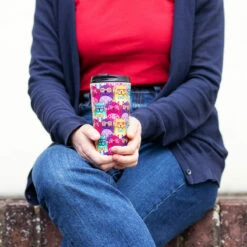 Eco Chic Cats With Glasses Stainless Steel Travel Coffee Cup -Campus Gifts Sales n27 eco chic catsglasses stainless steel travel coffee cup lifestyle