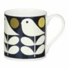 Orla Kiely Navy Early Bird Large Mug -Campus Gifts Sales orla kiely qok110 early bird navy mug boxed 01