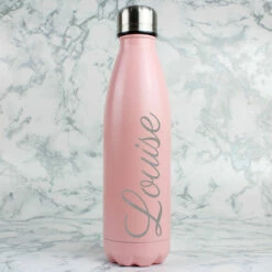 Personalised Pink Metal Insulated Drinks Bottle -Campus Gifts Sales p0104l63
