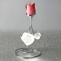 Personalised Swirls & Heart Pink Rose Bud Ornament 12 Personalised Swirls & Heart Pink Rose Bud Ornament -Campus Gifts Sales p0104m00 2