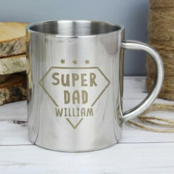 Personalised Super Dad Stainless Steel Mug -Campus Gifts Sales p0104m27 personalised super dad stainless steel mug 4