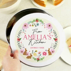 Personalised Springtime Cake Tin 10 Personalised Springtime Cake Tin -Campus Gifts Sales p0104m72