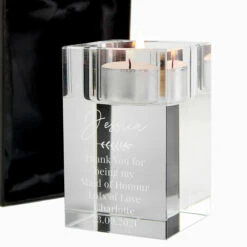 Personalised Leaf Glass Tea Light Holder -Campus Gifts Sales p0107g47 personalised leaf free text glass tea light holder 6