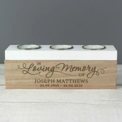 Personalised ‘In Loving Memory’ Triple Tea Light Box -Campus Gifts Sales p0111c43 pmc personalised in loving memory triple tea light box 3