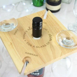Personalised ‘Time For Wine’ Four Wine Glass Holder & Bottle Holder -Campus Gifts Sales p0111c96 pmc personalised four wine glass holder and bottle holder 5