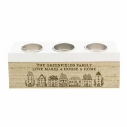 Personalised HOME Triple Tea Light Box -Campus Gifts Sales p0111e55 pmc personalised home triple tea light box 5