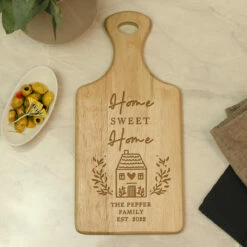 Personalised HOME Wooden Paddle Board -Campus Gifts Sales p011509 pmc personalised home round chopping board 9